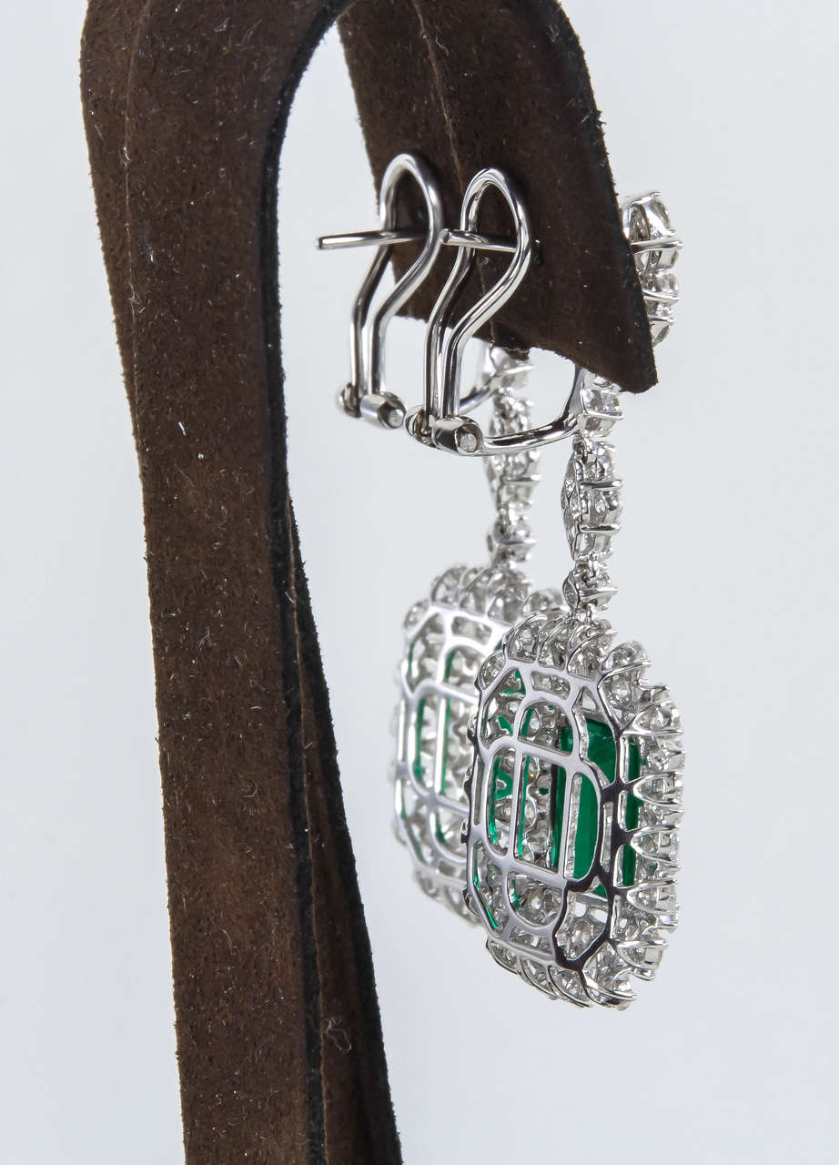 Emerald Diamond Gold Drop Earrings 2